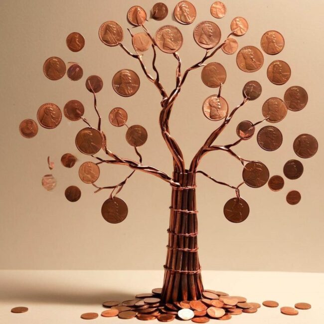 Drzewko szczęścia z grosików krok po kroku