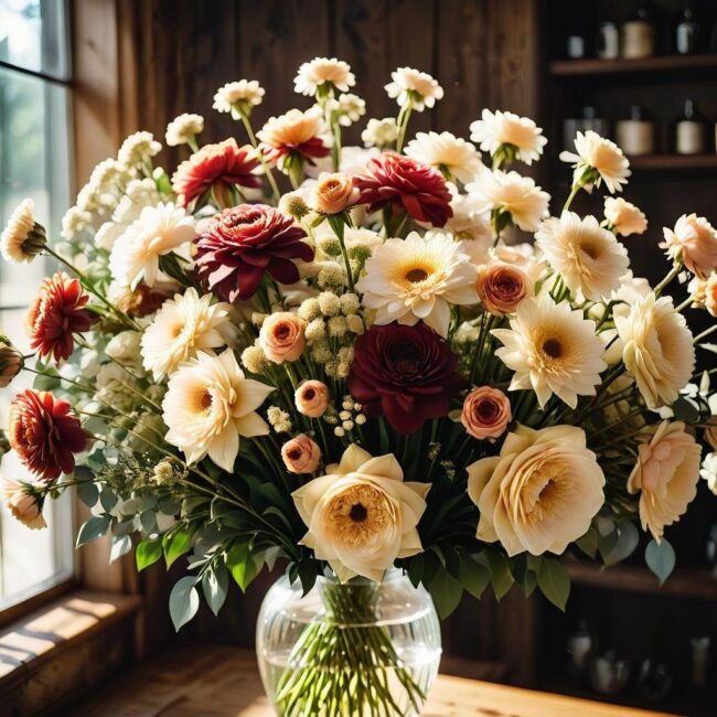 Suszenie bukietów z różnych typów kwiatów